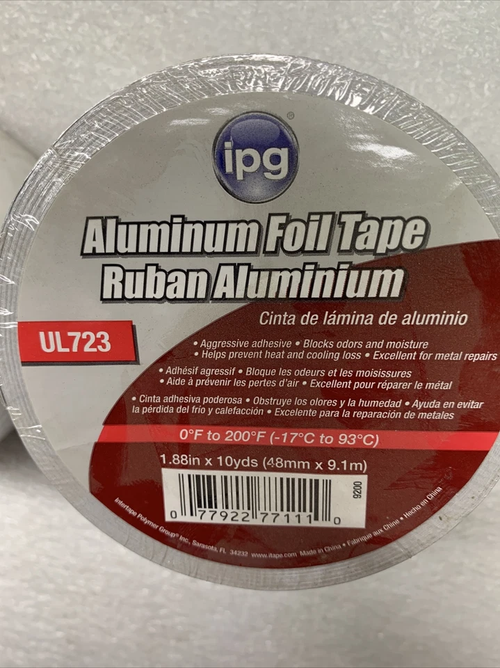 (LOTE DE 5) IPG UL723 Cinta de papel de aluminio plateada 2 W pulgadas x 10 L yd. Foto 4 de 4