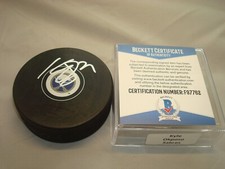 Kyle Okposo Signed Buffalo Sabres Hockey Puck Autographed Beckett BAS COA 1A 