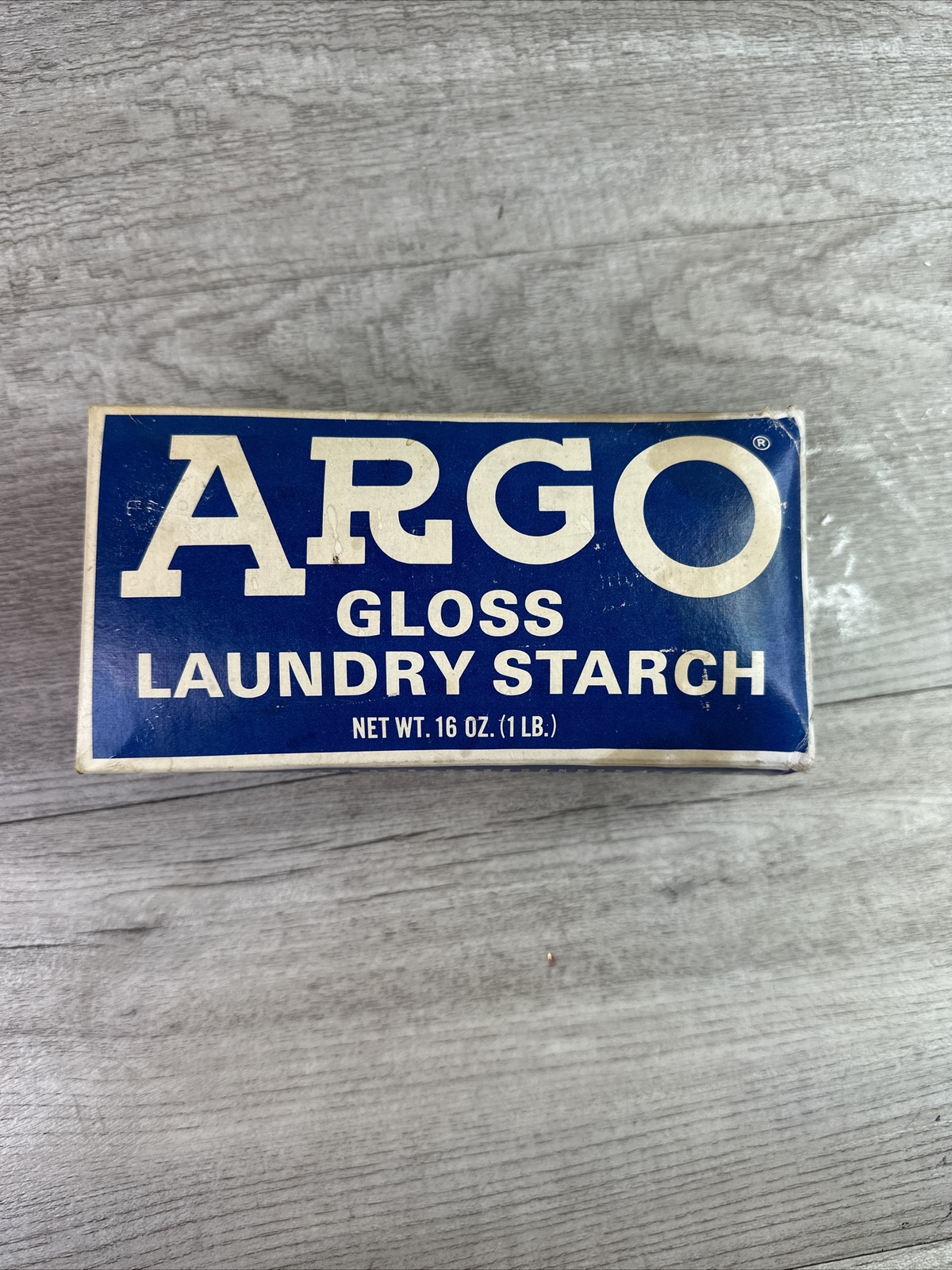 VTG ARGO Gloss Laundry Starch Sealed (1) Box 16 oz Blue White Retired