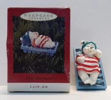1993 Hallmark Keepsake Water Bed Snooze Polar Bear Clip on  in box
