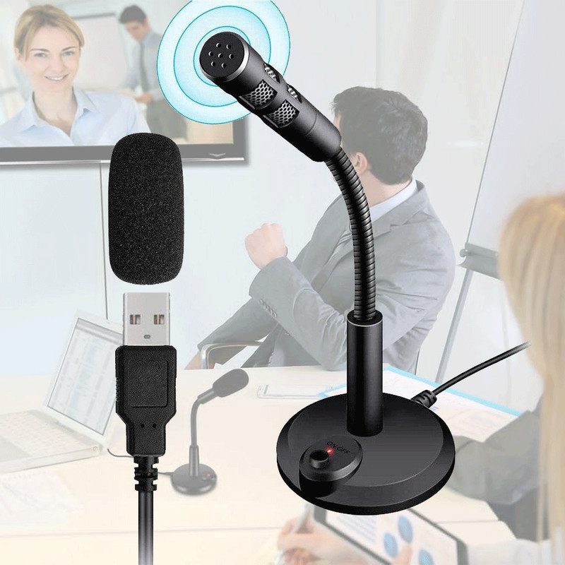 NEW USB Stand Microphone Mic with 360°Recording For Desktop Laptop PC Computer