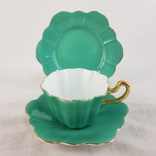 Royal Stuart Spencer Stevenson Harlequin Vintage Tea Set Trio Mint Green