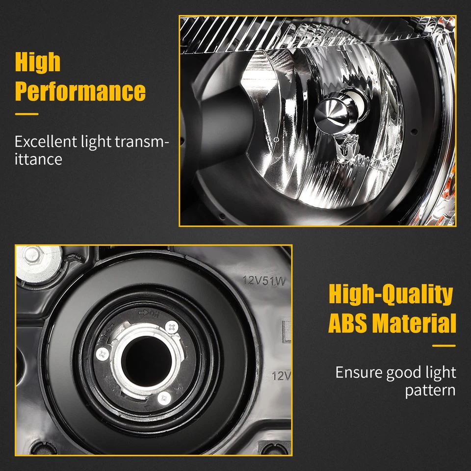 For 2001-2007 Toyota Highlander Headlight Assembly Black Housing Left+Right - Imagem 3 de 4