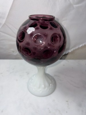 Vintage Fenton Amethyst Coin Dot Optic Fairy Lamp