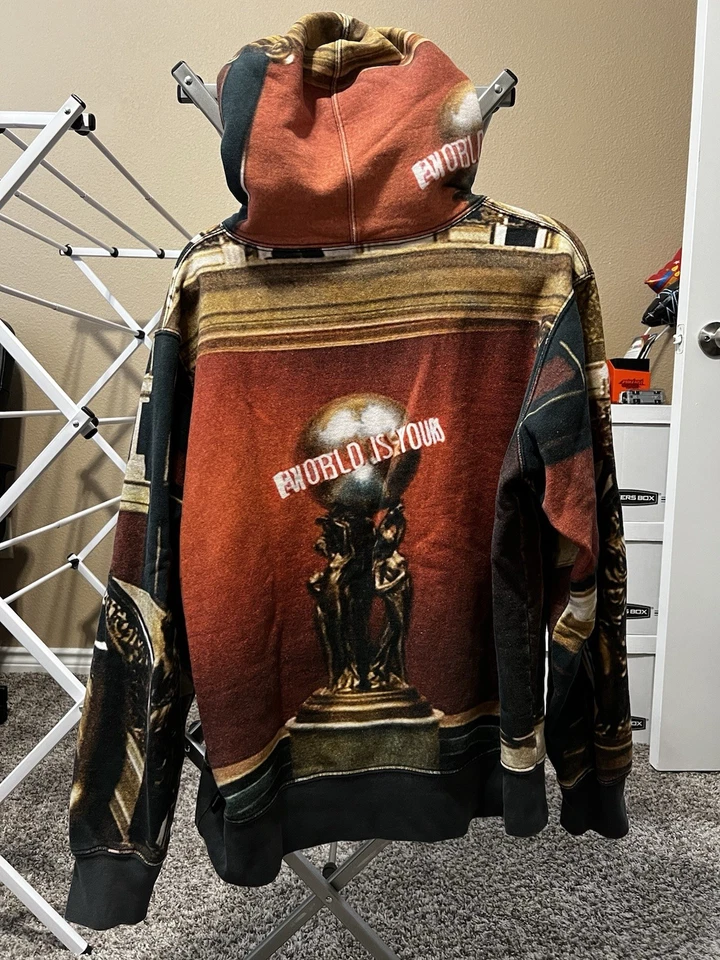 ТОЛСТОВКА С КАПЮШОНОМSUPREME SCARFACE THE WORLD IS YOUR Б/У РАЗМЕР БОЛЬШОЙ FW17 - Изображение 2 из 4
