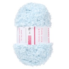 Fur Yarn Soft Fluffy Chunky Yarn Fuzzy Yarn Sky Blue for Crocheting, 50m