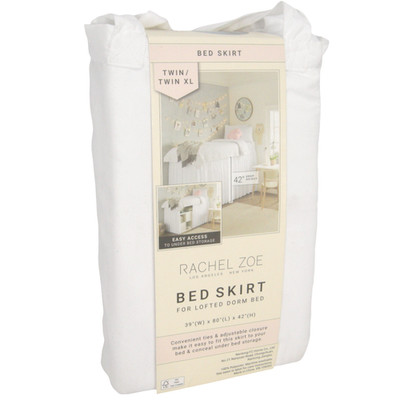 Rachel Zoe Twin or Twin XL Bed Skirt  39'' x 80'' x 42'' Lofted Dorm Bed White