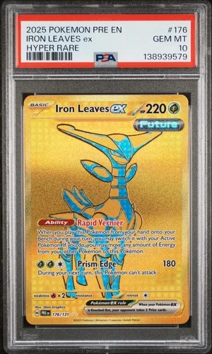 2025 POKEMON PRE EN-PRISMATIC EVOLUTIONS HYPER RARE #176 IRON LEAVES EX PSA 10