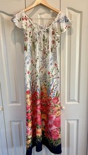 Loungewear House Dress Gown Maxi Vintage Medium Travel Lite USA Tie Flutter