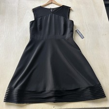 Tahari Arthur S. Levine Dress Womens 14 Black Sheer Sleeveless Fit Flare