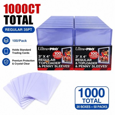 Ultra PRO 3'' x 4'' Regular 35pt Toploader & Soft Sleeves Sport Cards 1000ct