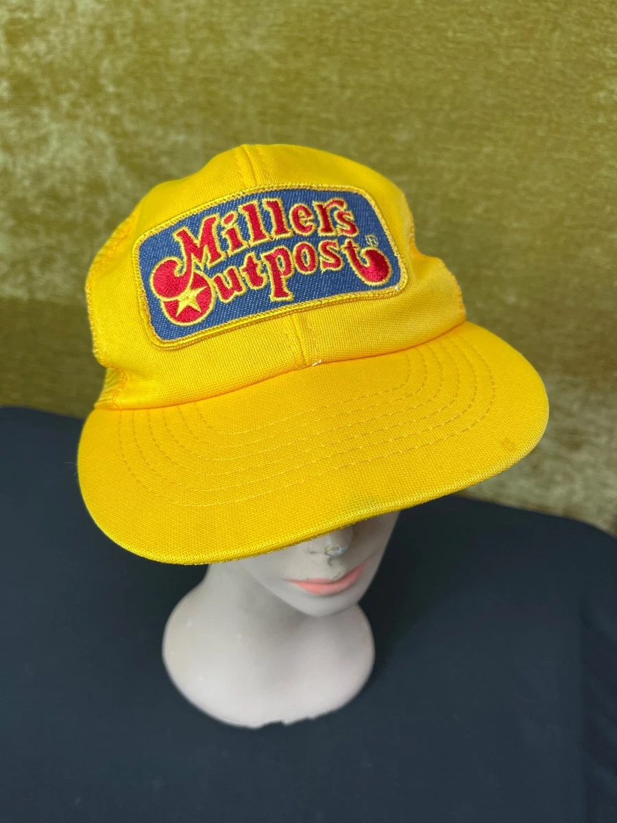 【レア】ad idas 80s フェルト ロールキャップ デットストック Rare Vintage 80s Yellow Millers Outpost Advertising Trucker Hat