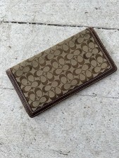 Vintage Coach Monogram Tan Brown Folding Checkbook Wallet