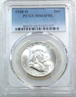 1948 D Franklin Half Dollar PCGS MS64FBL Full Bell Lines Bright & Frosty #Y299J