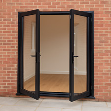 Aluminium French Patio Doors 1500mm / 1.5m W Anthracite Grey | Pre Hung | Glazed