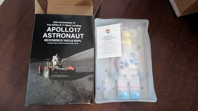 NEW Medicom BE@RBRICK APOLLO17 ASTRONAUT 100% & 400% Bearbrick Figure RARE JAPAN