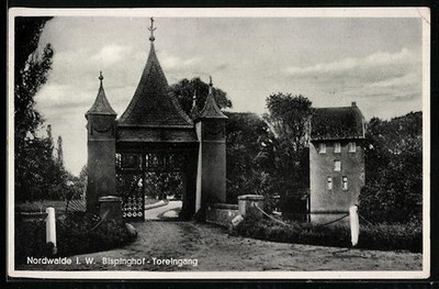 Postcard Nordwalde i. W., Bispinghof, gate entrance 