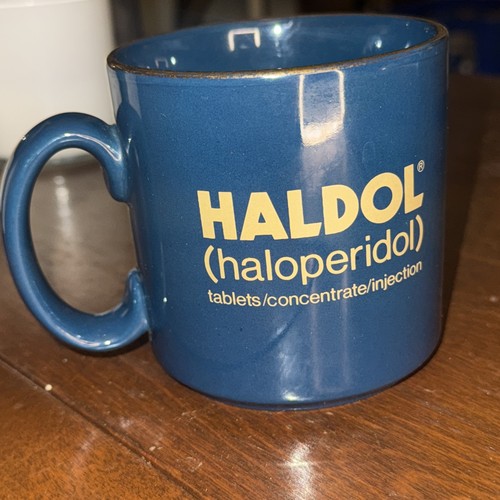 Vintage Pharma Advertising HALDOL Ceramic Coffee Mug Antipsychotic Haloperidol 
