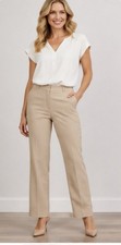 Ann Taylor Factory Womens 12 Beige Straight Leg Dress Pants Career Trousers