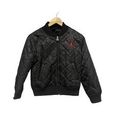 Air Jordan Jacket Youth Medium Black Quilted Puffer Full Zip Pockets 10-12 Yrs