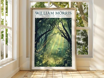 William Morris Autumn Forest Poster, Vintage Exhibition Wall Art