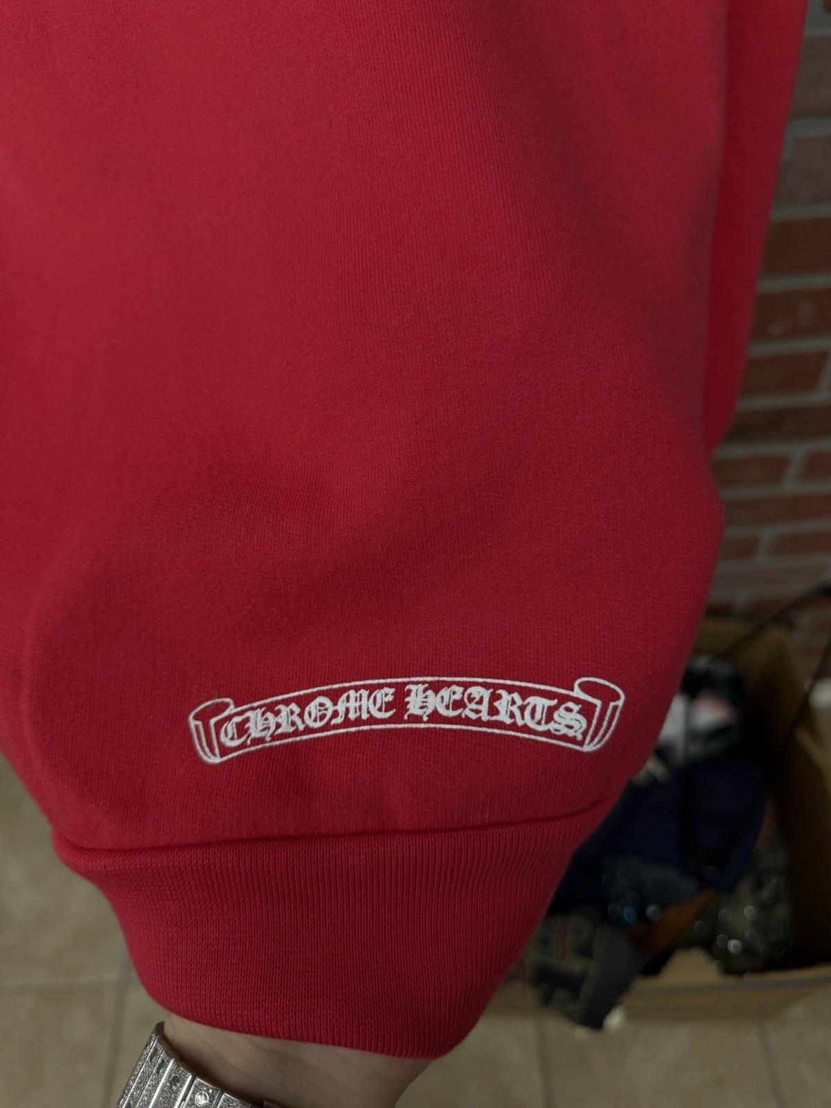 XXL Felpa con cappuccio Chrome Hearts scritta rossa web esclusiva 2025 RARA 100% autentica