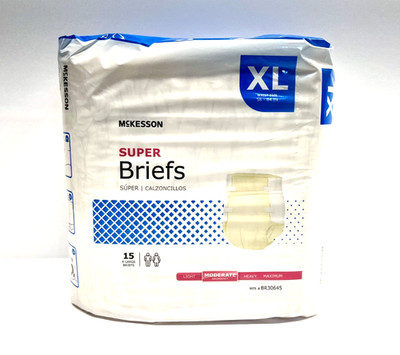 McKesson Super Briefs XL (58'' 64'')   Moderate Absorbency   15 Count