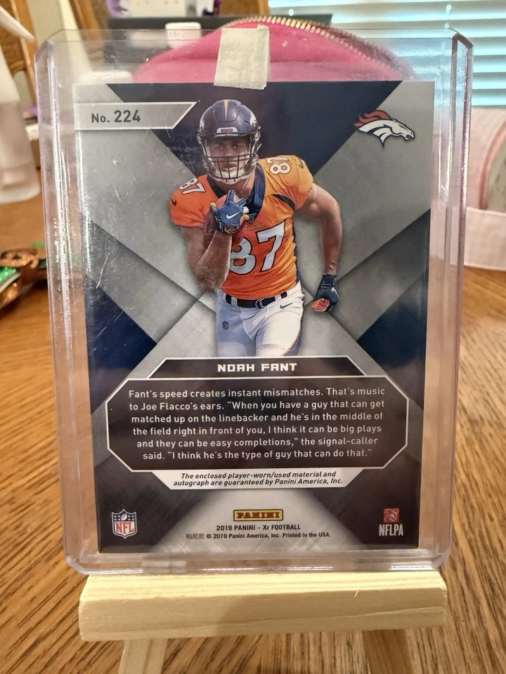 2019 Panini XR - Rookie Swatch Autographs Noah Fant #RSA-24 /199 (AU, MEM, RC) - Image 2 of 2