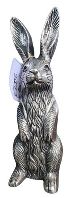 New Easter Bunny Rabbit Silver Metal 12.5  Tall