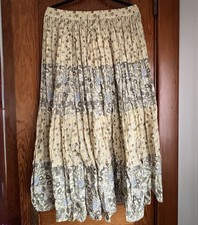 VTG Womens Crinkle Broomstick Maxi Skirt 8-10 Boho Gypsy Festival India Cotton