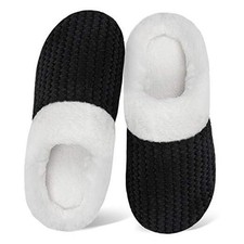 Women's Slippers Comfort Memory Foam House Slippers Plush Lining 11-12 Black
