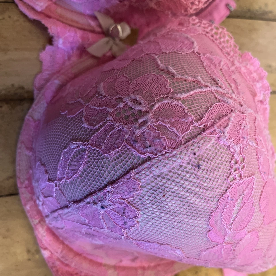 Body By Victoria Perfect Coverage Lined Bra Hot Pink Lace 38D - Image 2 of 3