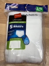 Hanes Boys Briefs 5 Pack Size L 14-16 White Breathable Cotton Tagless New Cool