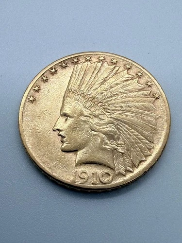 1910 S $10 Indian Head Gold Coin With Liberty