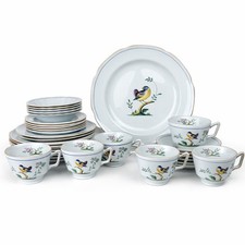 Service for 6: Spode Queen's Bird 6-pc Place Settings 36 Pcs Y4973 Blue Gray
