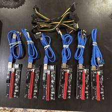 Lot Of 6 PCI-E 1x to 16x Powered USB 3.0 GPU Riser Extender Adapter Card