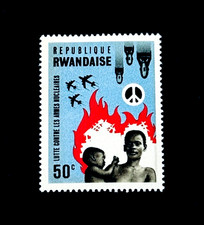 RWANDA Stamp - 1966 Nuclear Disarmament Airplane & Bombs Sn 172 MLH r59