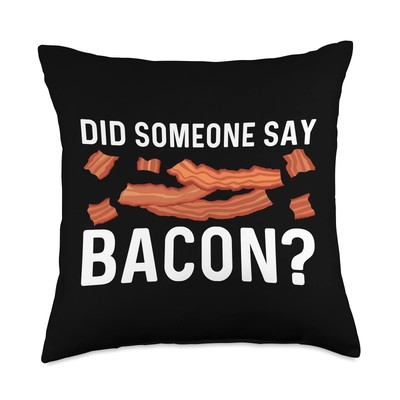 Cool Bacon Art for Men Women Pig Pork Strips Breakfast Food Throw Pillow, 18x...