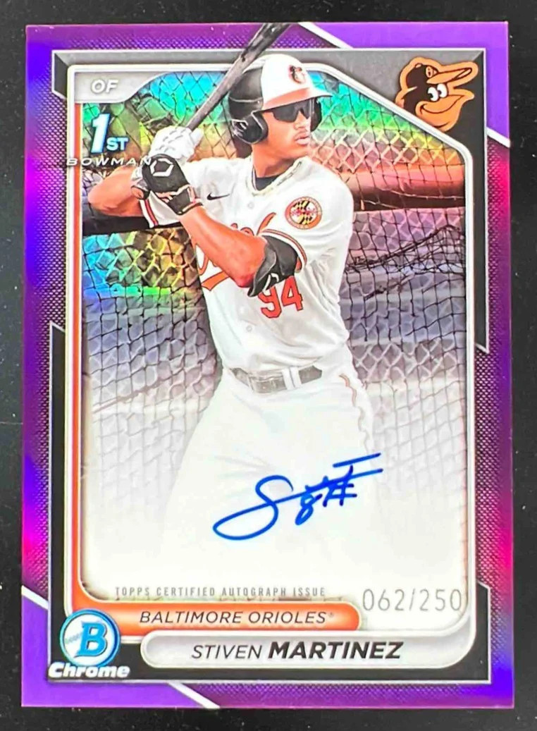 2024 Bowman Chrome Purple Refractor #CPA-SM Stiven Martinez RC Auto /250
