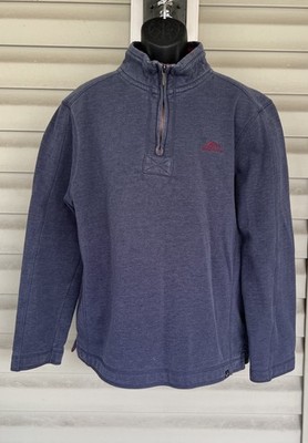 Weird Fish Men's Bluegray Fleece 1/4 Zip Pullover Cotton Poly Sweater Size Large
