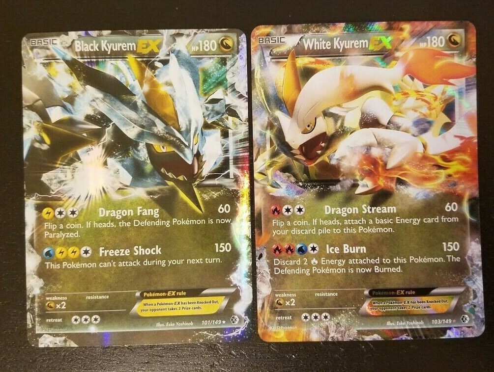 ULTRA RARE Black Kyurem + White Kyurem EX Pokemon Holo BW Boundaries
