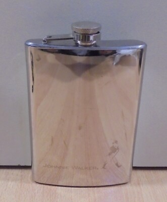 JOHNNIE WALKER SCOTCH WHISKY ADVERTISIGN STAINLESS STEEL 8 OZ FLASK