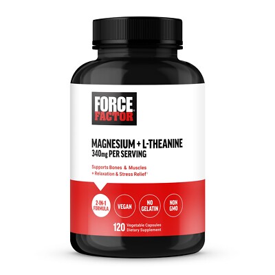 Force Factor Magnesium + L-Theanine - Support Bones, Muscles, Nerves, Relaxation