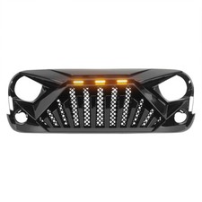 Glossy Black Goliath Grill Front Bumper Grille For 2007-18 Jeep Wrangler Jk Jku