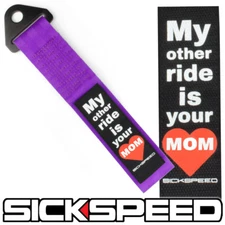 PURPLE HIGH STRENGTH RACING TOW STRAP MY OTHER RIDE MOM BADGE PATCH P11