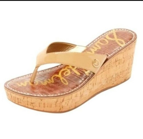 Sam Edelman Romy Cork wedge thong tan 