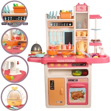 Kids Kitchen Cooking Pretend Play Toy Set W/ Lights Sound Music Sink Stove Oven