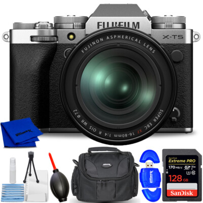 FUJIFILM X-T5 Mirrorless Camera with 16-80mm Lens (Silver