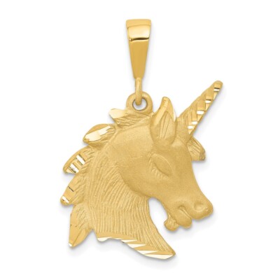 14k Gelbgold Einhorn Kopf Charm Anhänger perfektes Geschenk für sie