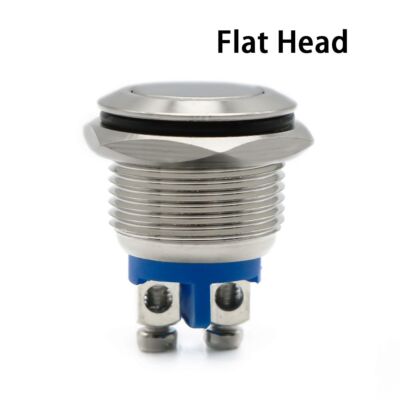 High Flat Head 16mm 1NO Waterproof Momentary Reset Metal Push Button Switch Scre